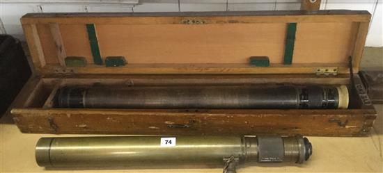 2 Military brass telescopes (one cased)